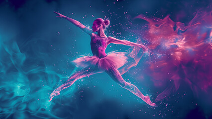 Grace in Motion: Neon Watercolor Ballet