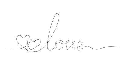 Hearth love continuous line hand writing illustration template