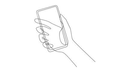 Hand holding phone continues illustration design template