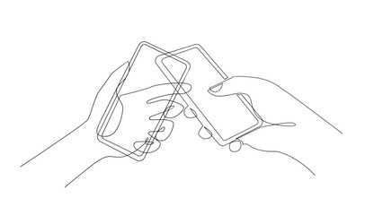 Hand holding phone continues illustration design template