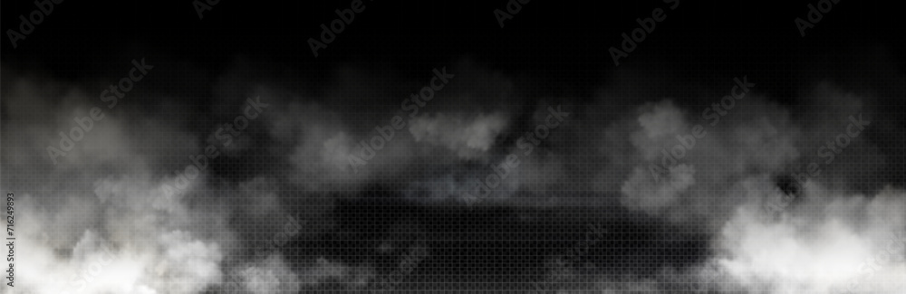 Poster white smoke cloud with overlay effect on transparent background. realistic border with fog. vector i