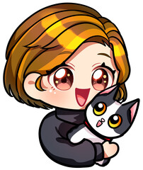 Happy girl with cute pet