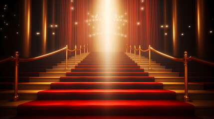 Luxurious and elegant red carpet staircase, holiday awards ceremony event