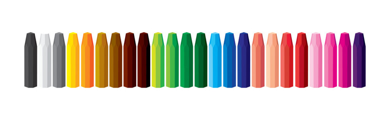 Multicolored Oil Pastels sticks 24 pcs set illustration on white background. back to school, art and craft projects, scrapbooks Vector