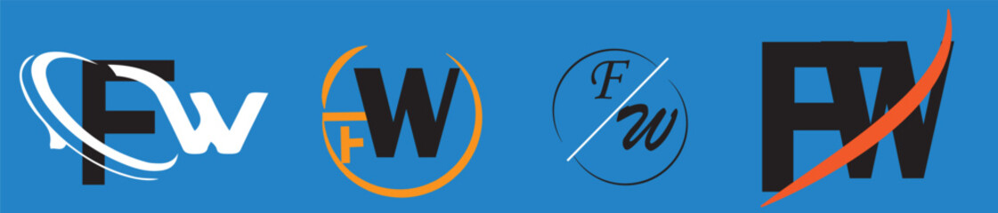 Initial letter fw logo template design