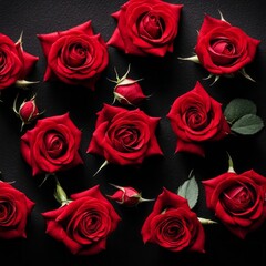 Red Roses on a black background