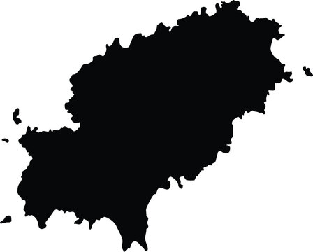 Ibiza vector map silhouette, high detailed illustration isolated on white background. Spain island territory. Party paradise.