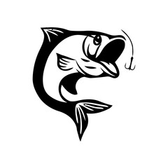 Salmon fish silhouette - cut out vector icon
