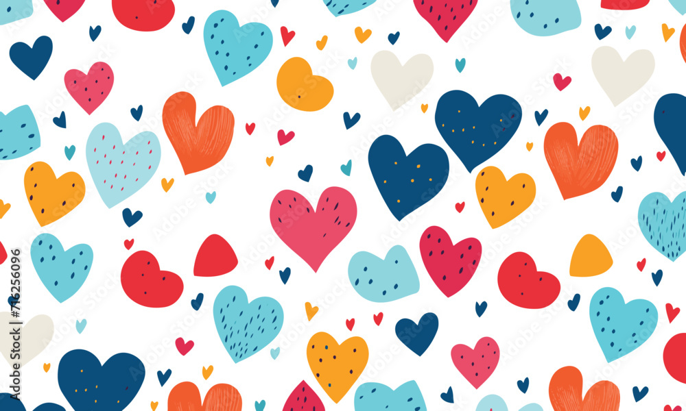 Poster seamless pattern with hearts and flowers isolated valentines day background vector