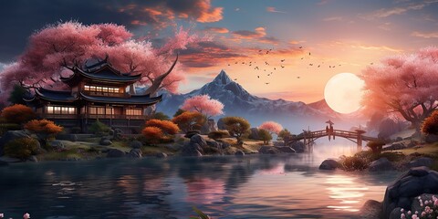 a view that captures the essence of tranquility - obrazy, fototapety, plakaty