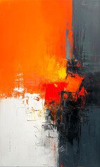 Abstract background, oil painting on canvas, red, orange, black.