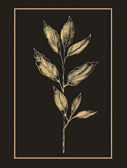 Botanical illustration in a stunning gold aesthetic, tailor-made for wall art and printing design