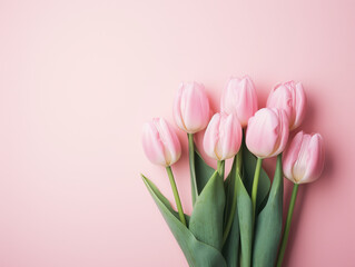 Pink tulip bouquet on a plain background
Generation AI