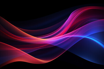 Dark abstract neon wave background created with Generative AI
