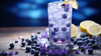 blueberry and lavender calm blueberries mixed with lemon - obrazy, fototapety, plakaty