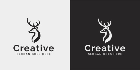 Elegant Deer Logo Design With Slogan Placeholder on Dual Backgrounds
