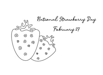 National Strawberry Day single line art suitable for commemorating the holiday.