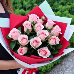 A romantic bouquet of roses for a lady