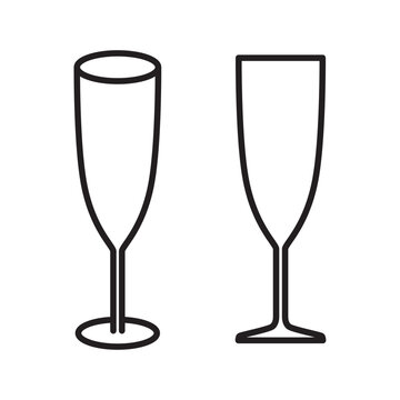 champagne glass  icon. editable icon vectors on white background. Tableware, High quality design element. Editable linear style stroke. Vector icon.