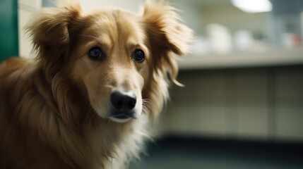 Fototapeta premium Sad dog in a veterinary clinic.
