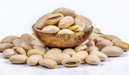 nuts beans in a wooden bowl
