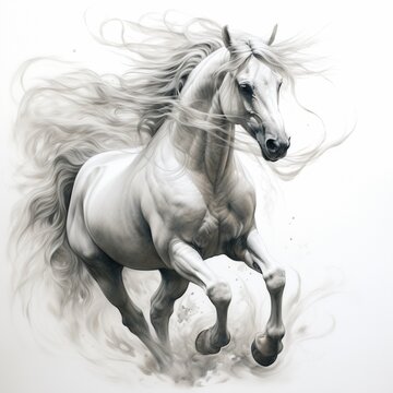 Pencil sketch horse spectral ghostly pictures Generative AI