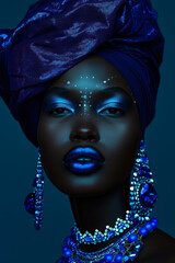 Fashion Portrait of Black Woman in Ornate Jewelry