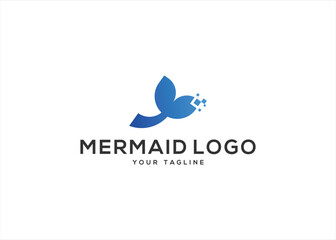 Digital Mermaid Tail logo vector design illustration