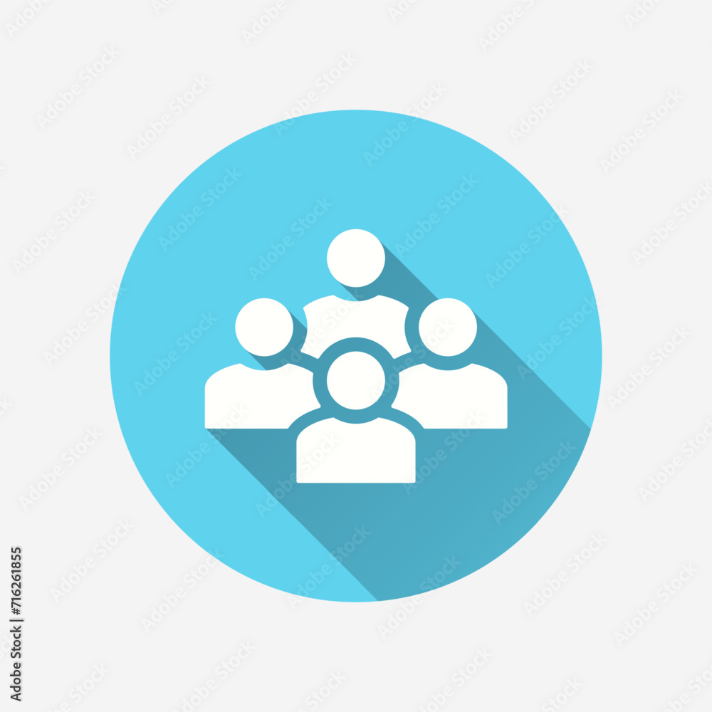 Poster team building flat icon with long shadow for graphic and web design.