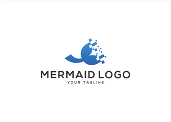 Digital Mermaid Tail logo vector design illustration