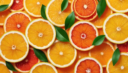 Summer Background with Fresh Orange Slices in Vector