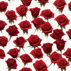 Red Roses with leaf on a white background