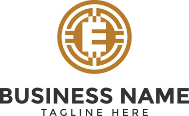 Letter E blockchain and crypto logo, blockchain logo, crypto logo, digital currency logo icon and symbol for cryptocurrency website and business, techfinance logo