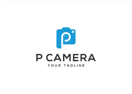 P Camera logo design vector illustration