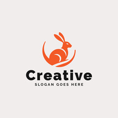 Obraz premium Elegant Rabbit Logo Design for a Creative Brand on a Clean Background