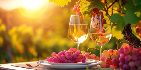 Obraz premium glass of wine in the garden