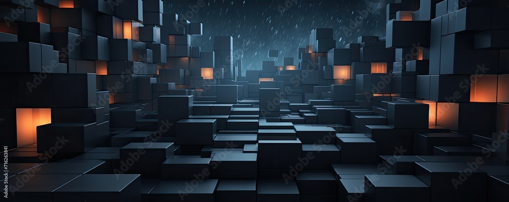 Aufkleber black geometric elements with shimmering lines creating an abstract and dynamic visual..
