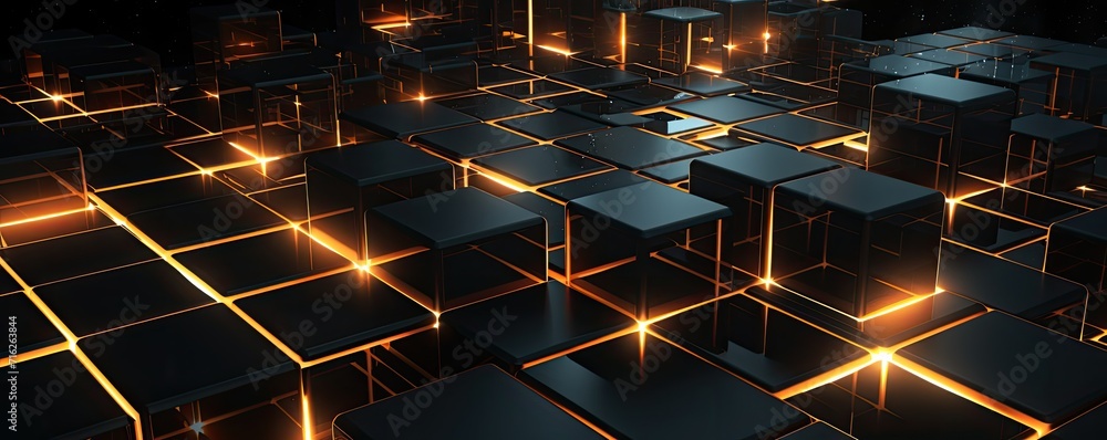 Aufkleber black geometric elements with shimmering lines creating an abstract and dynamic visual..