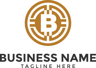 Letter B blockchain and crypto logo, blockchain logo, crypto logo, digital currency logo icon and symbol for cryptocurrency website and business, techfinance logo