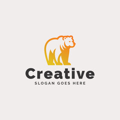 Stylized Lion Logo Design in Orange and Beige on a Clean Background