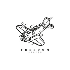 Vintage retro hand drawn military air force logo design vector