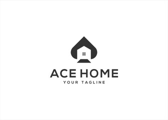 Creative Ace Spade Home Real Estate Logo Design Vector illustration template