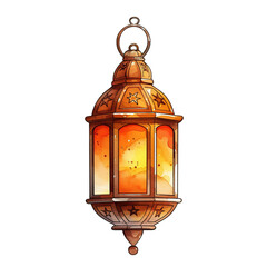Eid Lantern in handdrawn style on transparent background.