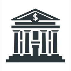 simple vector icon of a bank building with dollar