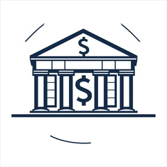 simple vector icon of a bank building with dollar