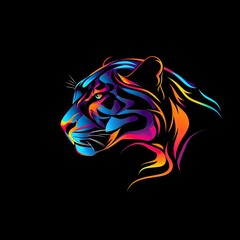 Panther Animal Logo Design Colorful Figure Generative AI