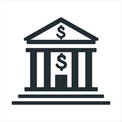 simple vector icon of a bank building with dollar