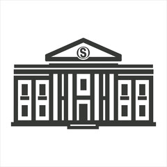 simple vector icon of a bank building with dollar