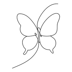 Butterfly continuous one line drawing element isolated on white background and single line art outline vector illustration



