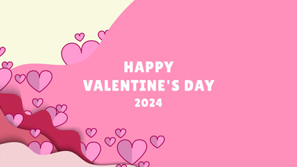 Valentines day background. Paper cut background with hearts. Vector illustration.